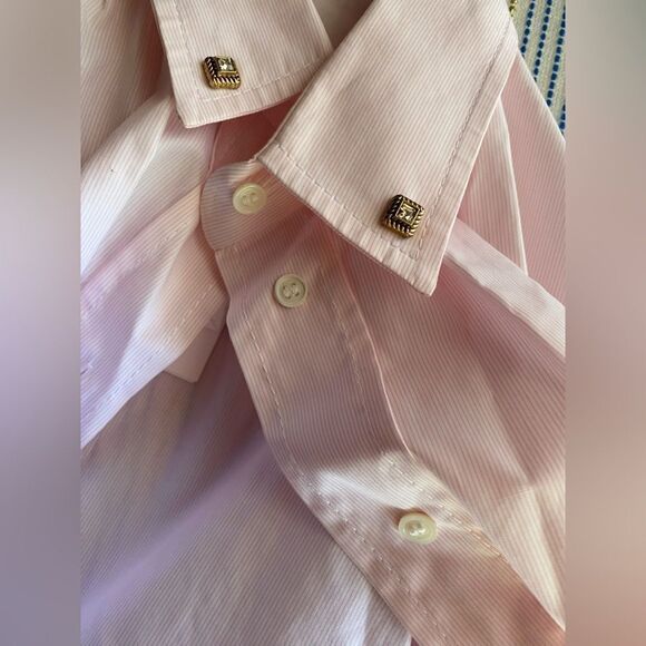 Sandro Women Shirt  French Casual Sz 0 Pink And White Striped Jeweled Button NWT - Picture 12 of 16